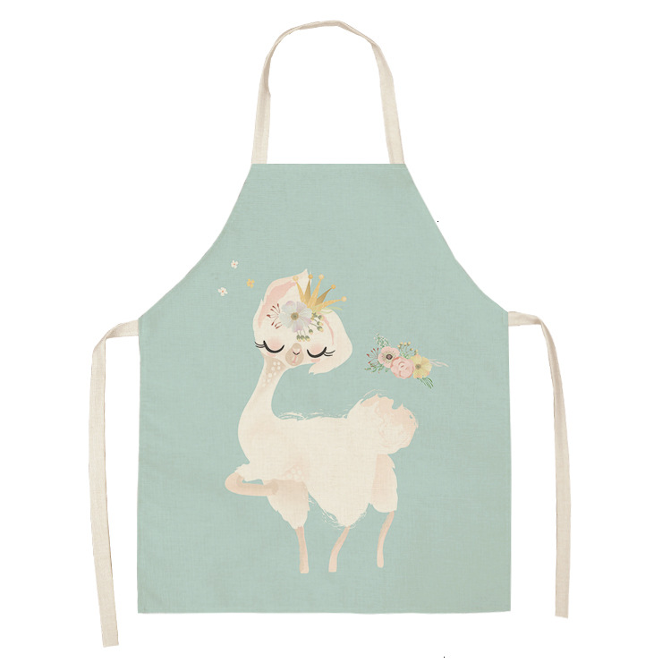 Title 30, Alpaca Cartoon Cotton Linen Apron Sleeveless An...