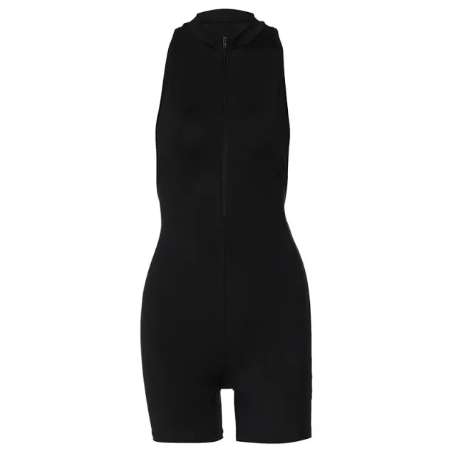 Sleeveless Short Cut Back Slim Fit Hip lifting Sports Jumpsuit Black - Shop at LoveMi