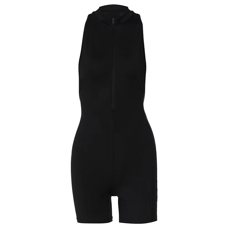 Sleeveless Short Cut Back Slim Fit Hip-lifting Sports Jumpsuit - Black