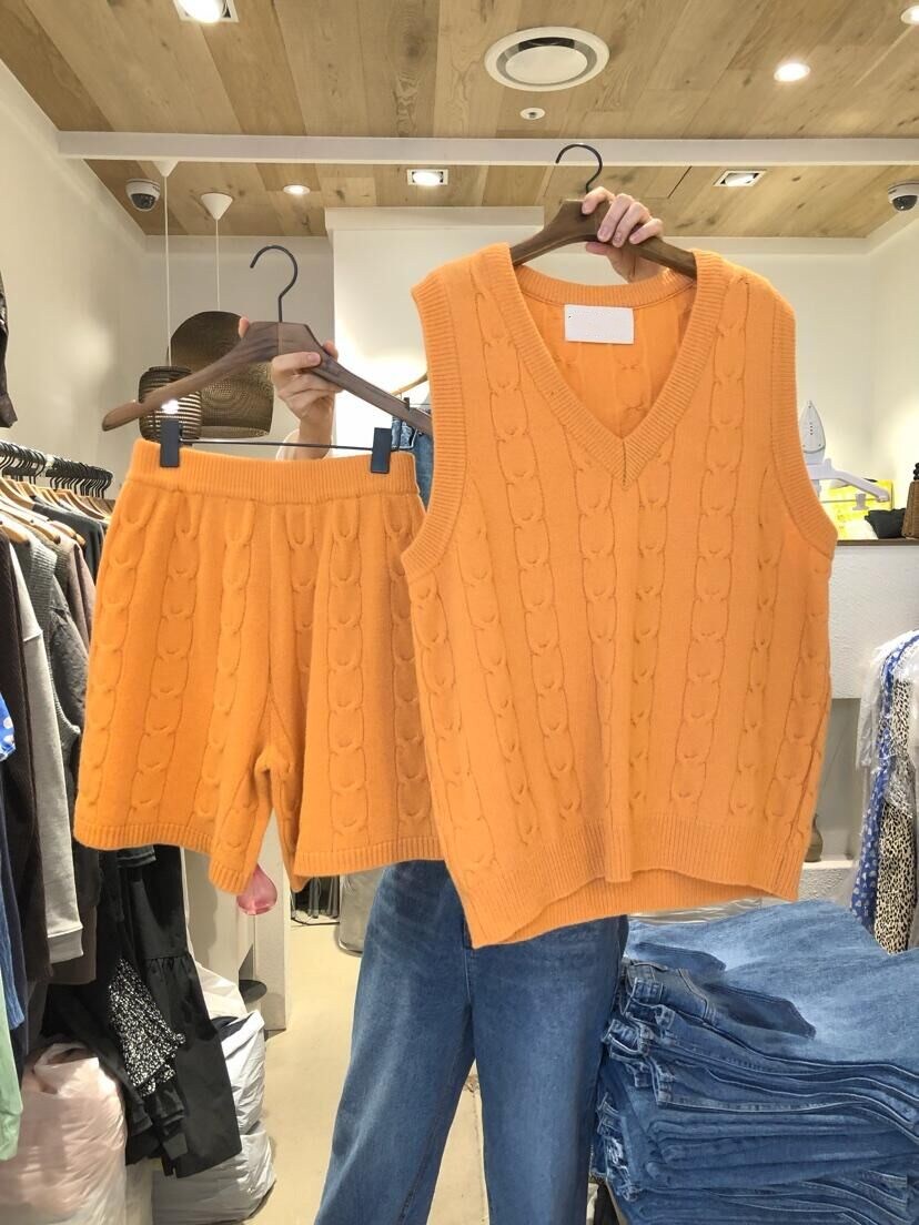 Fashion Simple Pure Color Temperament Casual Sweet Western Style Knitted Suit Women