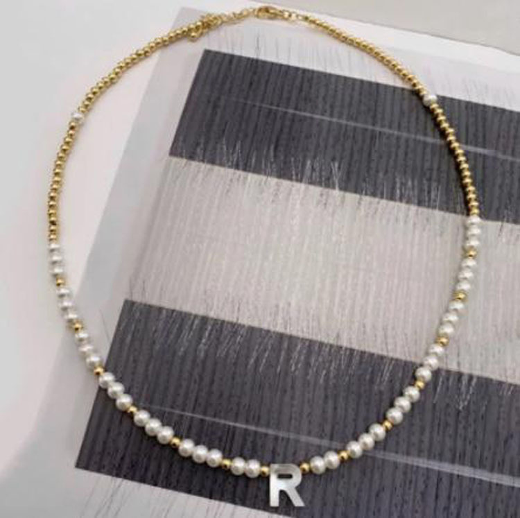 Women's Fashion All-match Style Natural Stone Letter Necklace