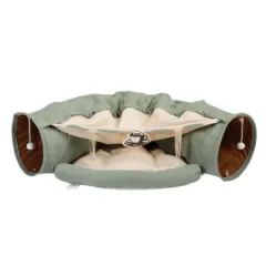 Cat's Telescopic Tunnel Cushioned Bed Pet Nest Teasing Balls Zipper Connection Feline Supplies - Green - View 1