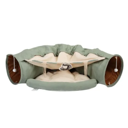 Cat's Telescopic Tunnel Cushioned Bed Pet Nest Teasing Balls Zipper Connection Feline Supplies Green - Shop at LoveMi
