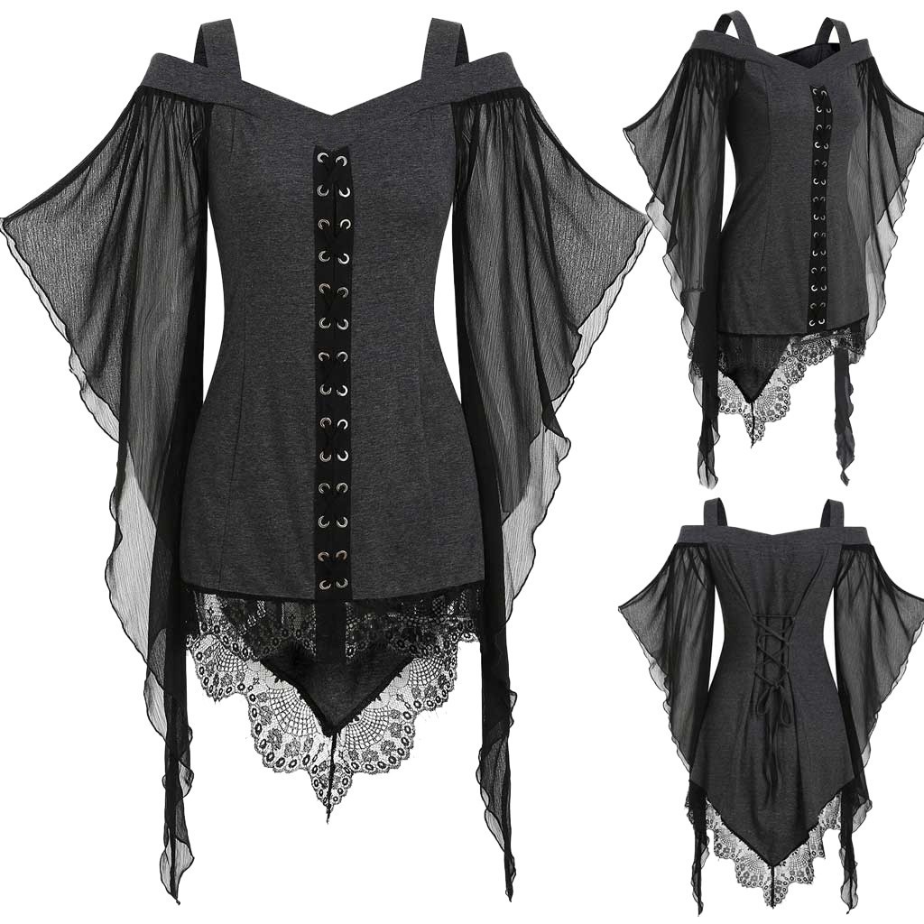 Title 6, Gothic Swing Sleeve Irregular Panel Chiffon Shirt