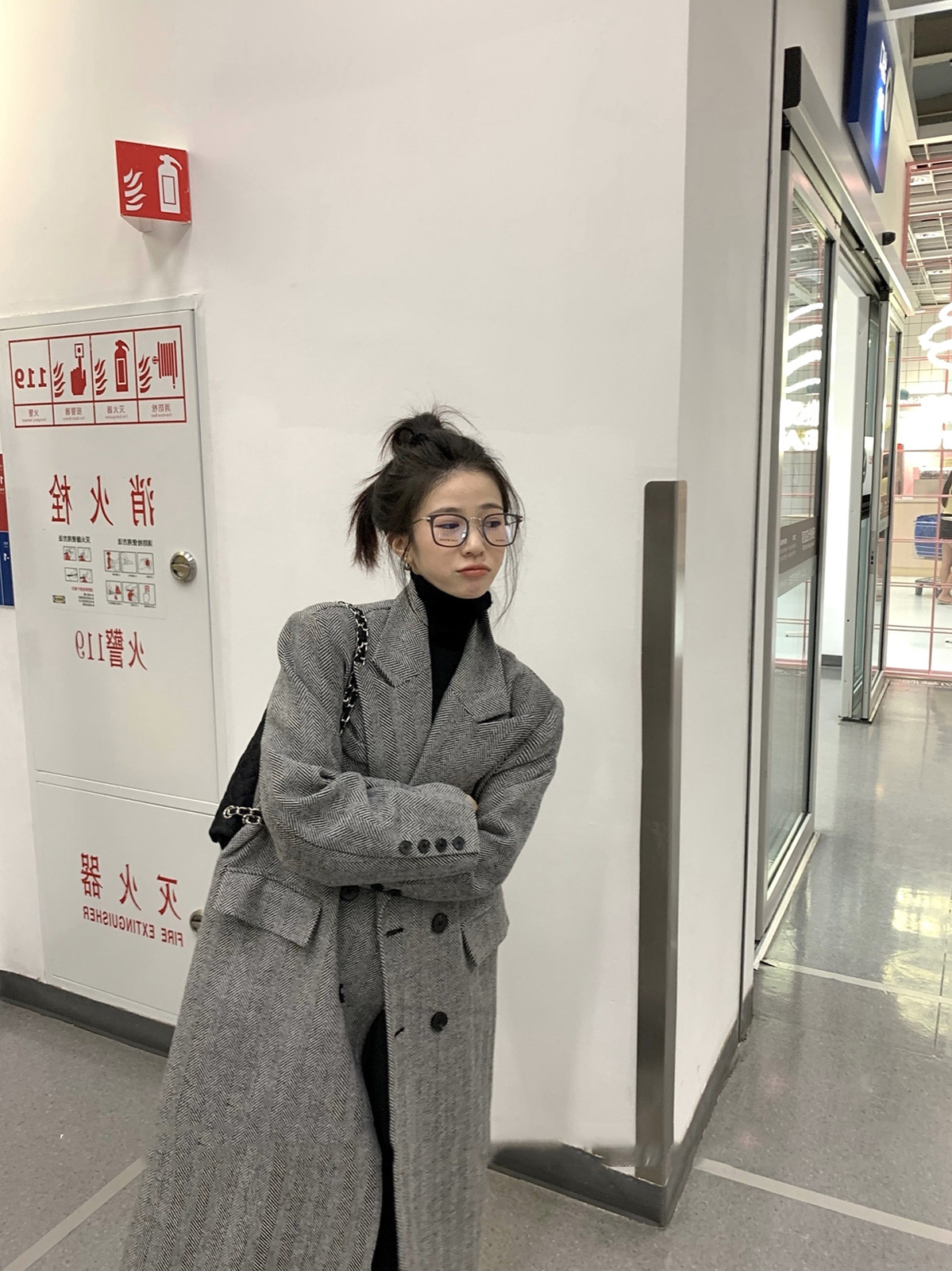 Temperament Commuter Outline Touching Character Pattern Wool Coat Suit Women
