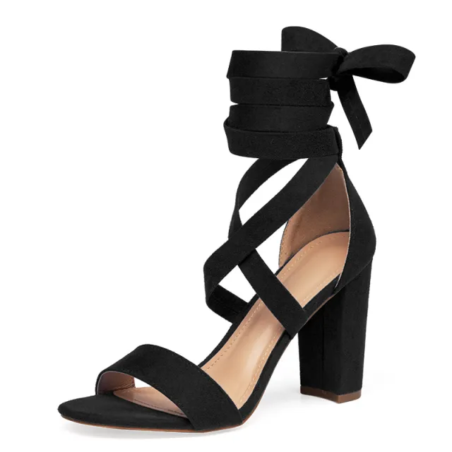 Women's Fashion High Heel Anklet Cross Strap Sandals Black - Shop at LoveMi
