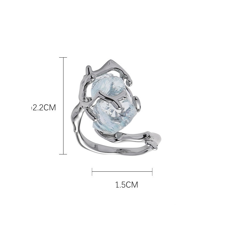 Title 1, Ice Transparent Blue Natural Stone Ring for Wom...