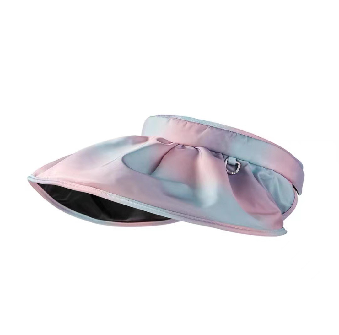 Women's Gradient Black Rubber Large Eaves Sun Visor Shell Hat