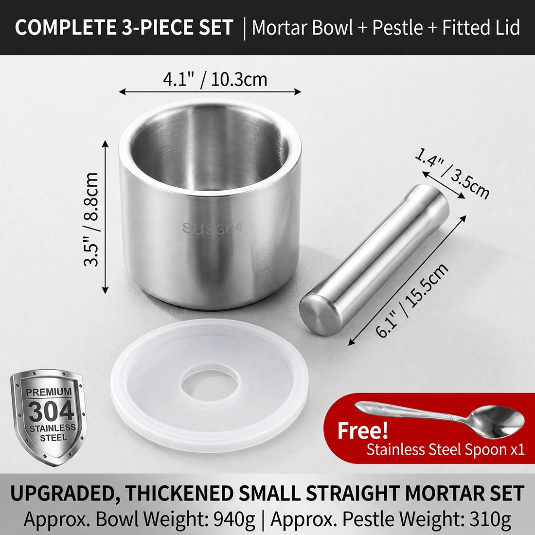 Steel Garlic Mortar And Pestle-Manual Crusher & Grinder For Herbs & Spices — image 2