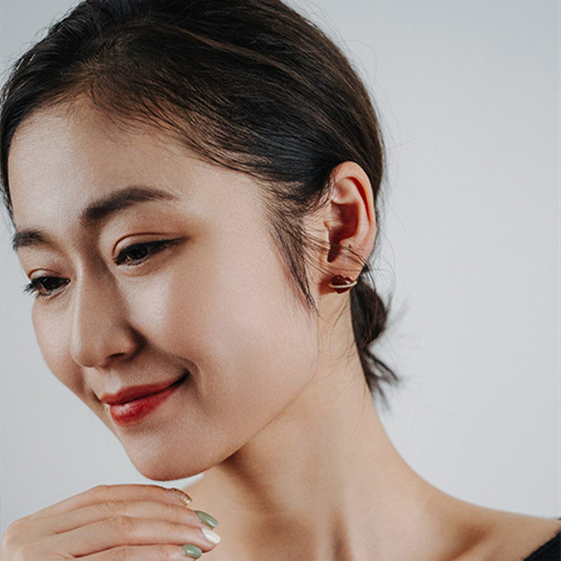 Silver Simple Little Heart Arrow To Heart Stud Earrings