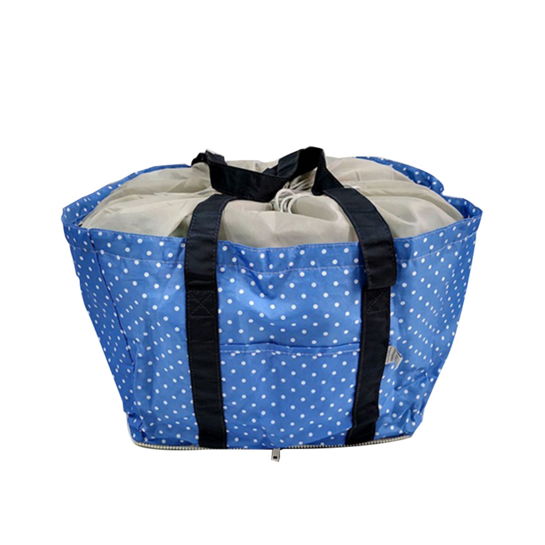 Large Supermarket Shopping Bag Eco Grocery Shoulder Bag Tote Foldable Reusable Blue Point