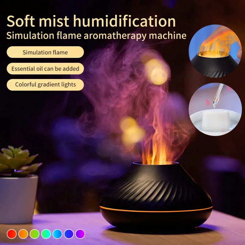 New Volcanic Flame Aroma Diffuser Essential Oil Lamp 130ml