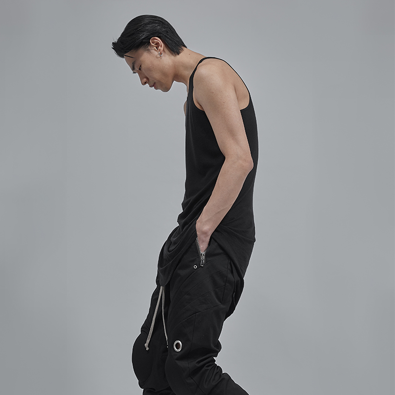 Dark Black Tank Vest Fleece Thin