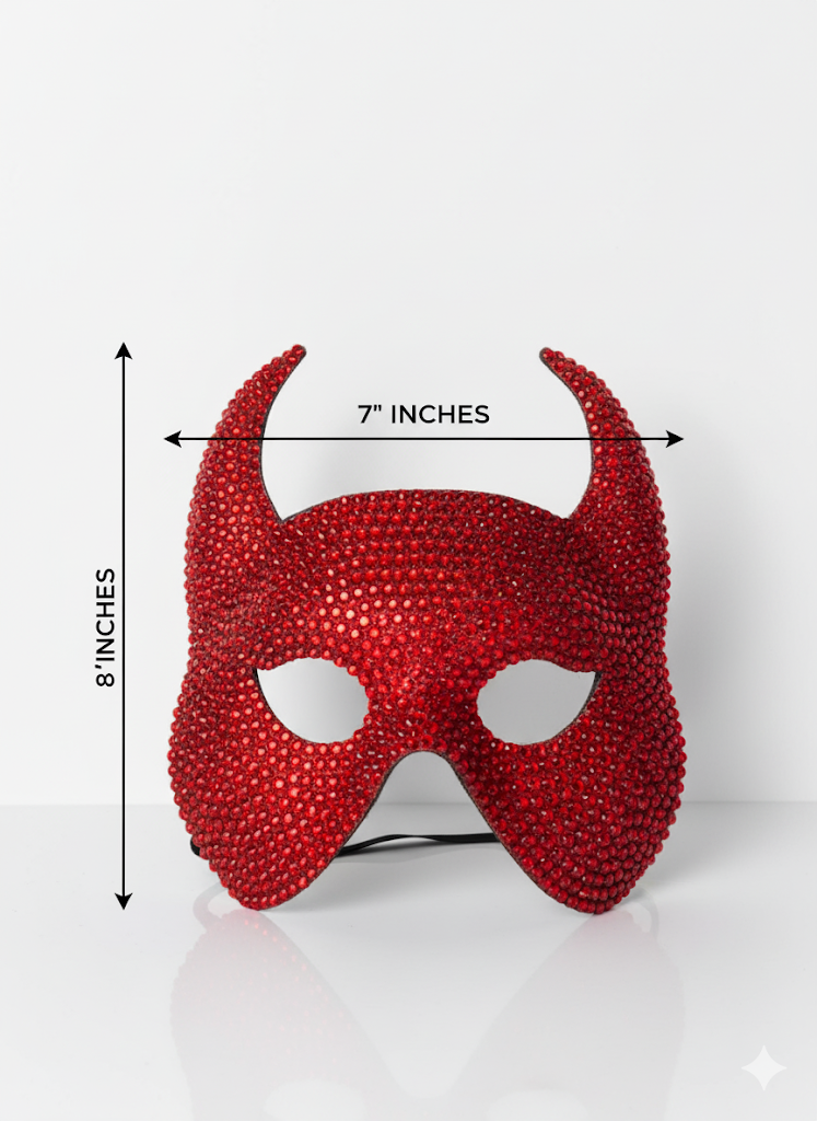 Red Rhinestone Devil Horn Masquerade Mask  Costume Party Accessory