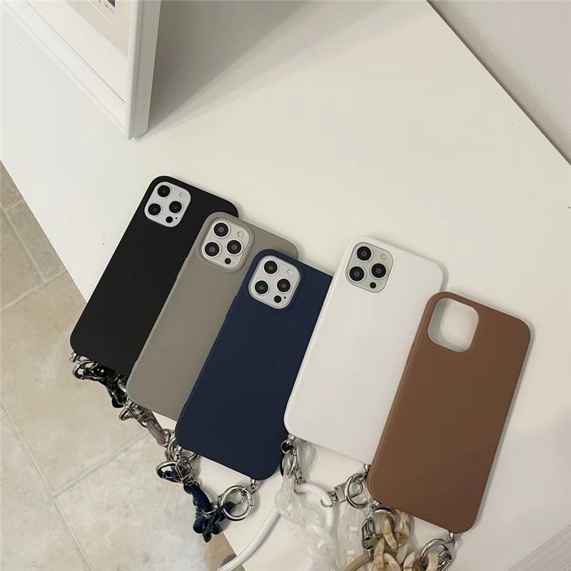 Solid Color Diagonal Double Lanyard Phone Case - Image 6