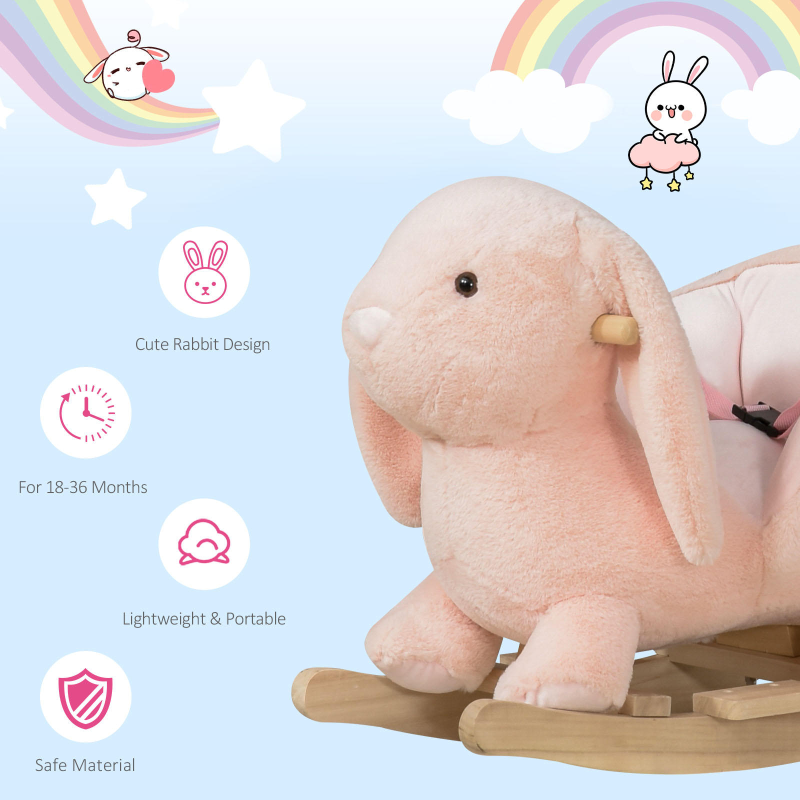 Children's Rocking Horse, Plush Donkey Shaped Riding Chair, With Sound Effects — image 6