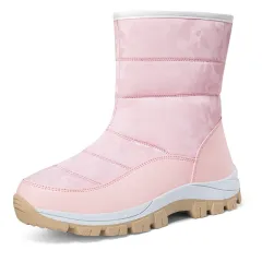 Winter Snow Boots For Women Outdoor Thickened High-top Plus Velvet Shoes Fashion Platform Ankle Boots Keep Warm Plush Shoes - Pink - View 1