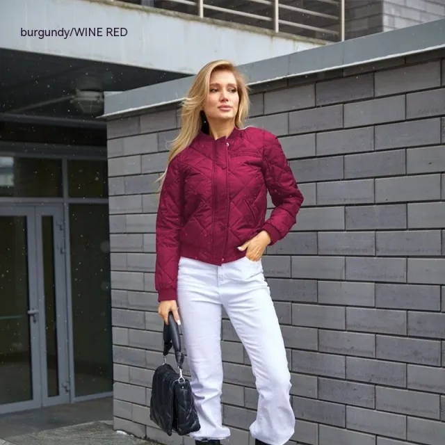 North American Size Short Parka Cotton padded Jacket Women's Slim Fit Wine Red - Shop at LoveMi
