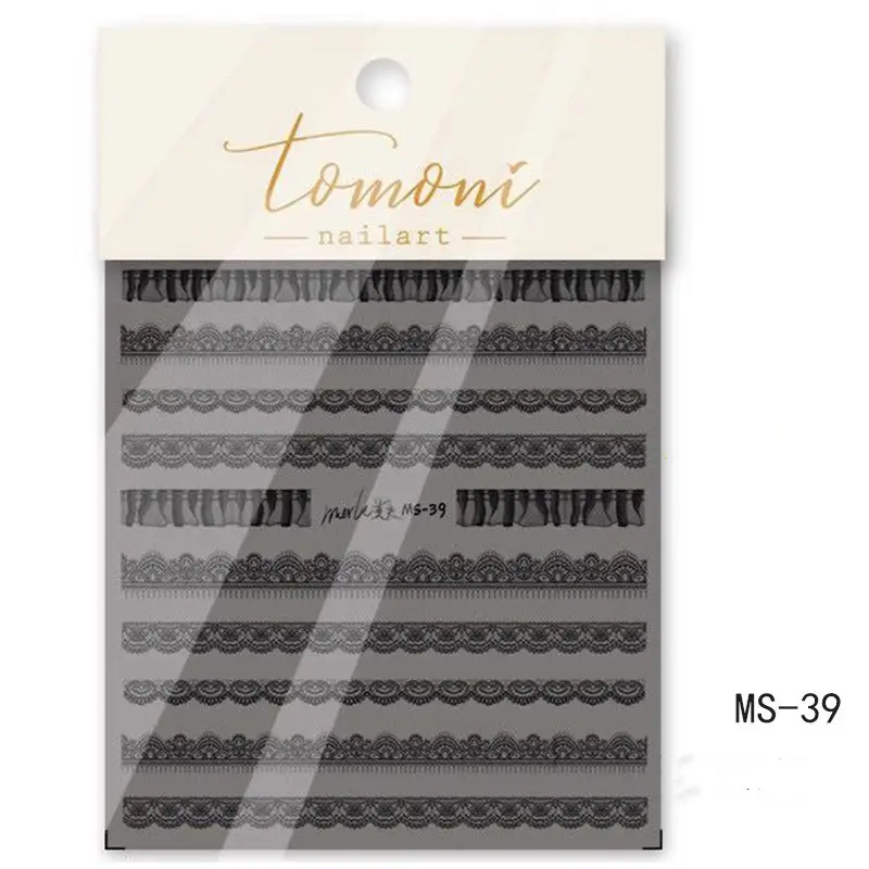 Lace Embossed Sticker Black And White Decal Nail Enhancement