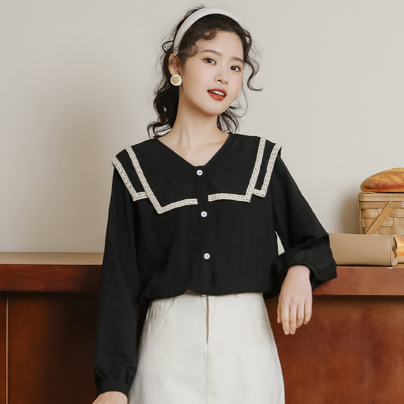 Spring And Autumn New Style Lace Long-sleeved Shirt Women Loose