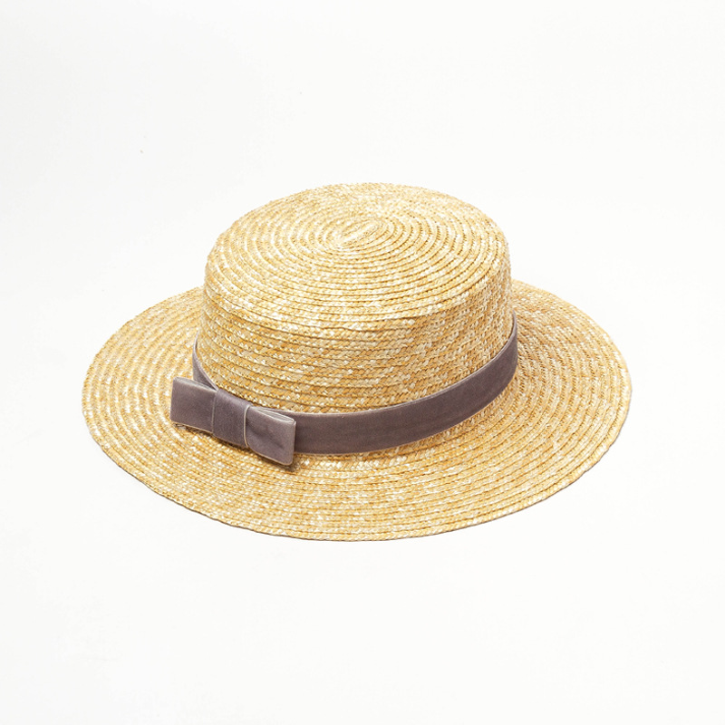 Title 8, Straw hat with velvet ribbon and flat top