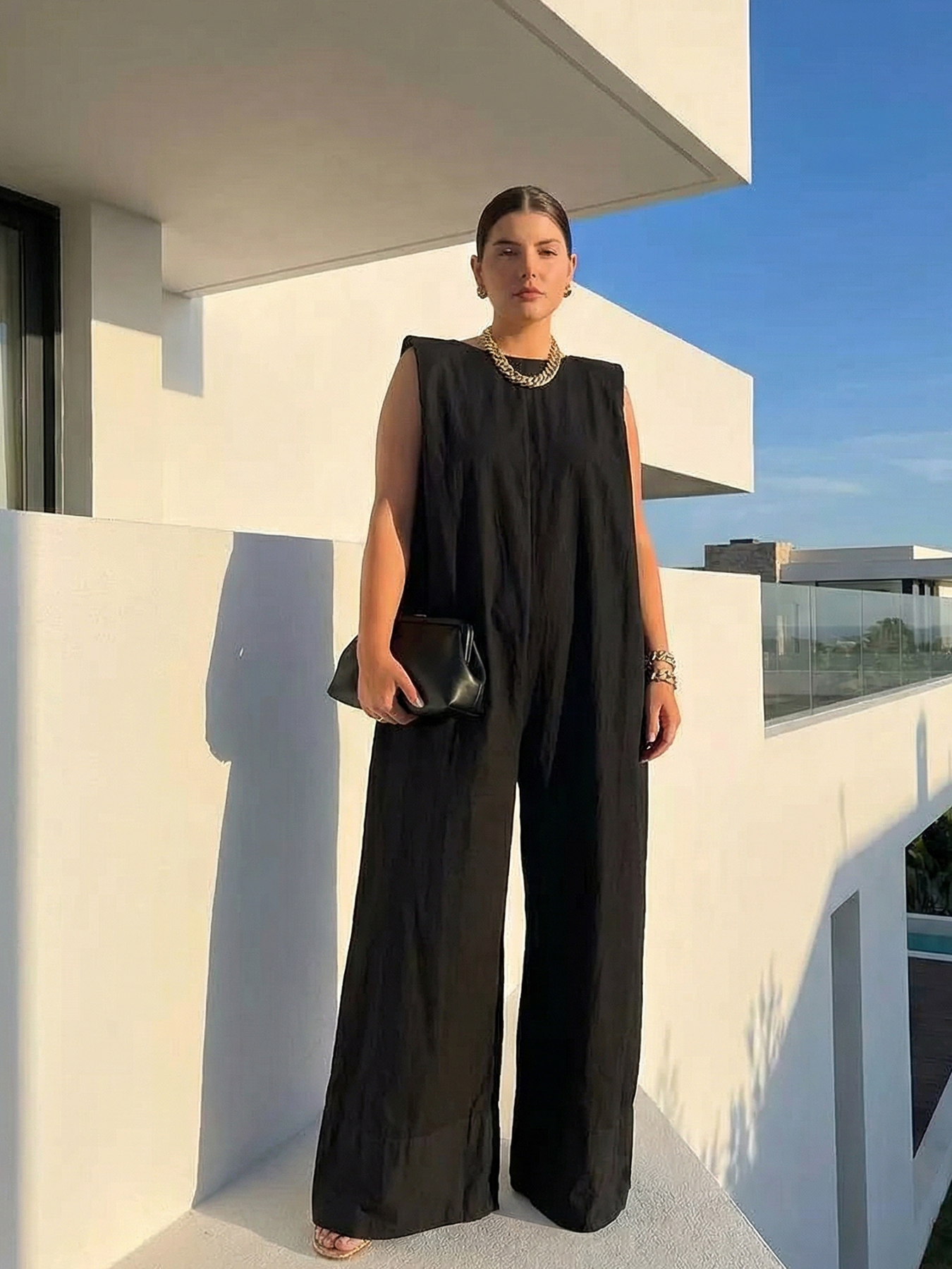 New Women's Solid Color Loose Wide-leg Jumpsuit, Versatile And Casual, Suitable For Shopping And Everyday Wear, Summer Outfits For Women — foto 2