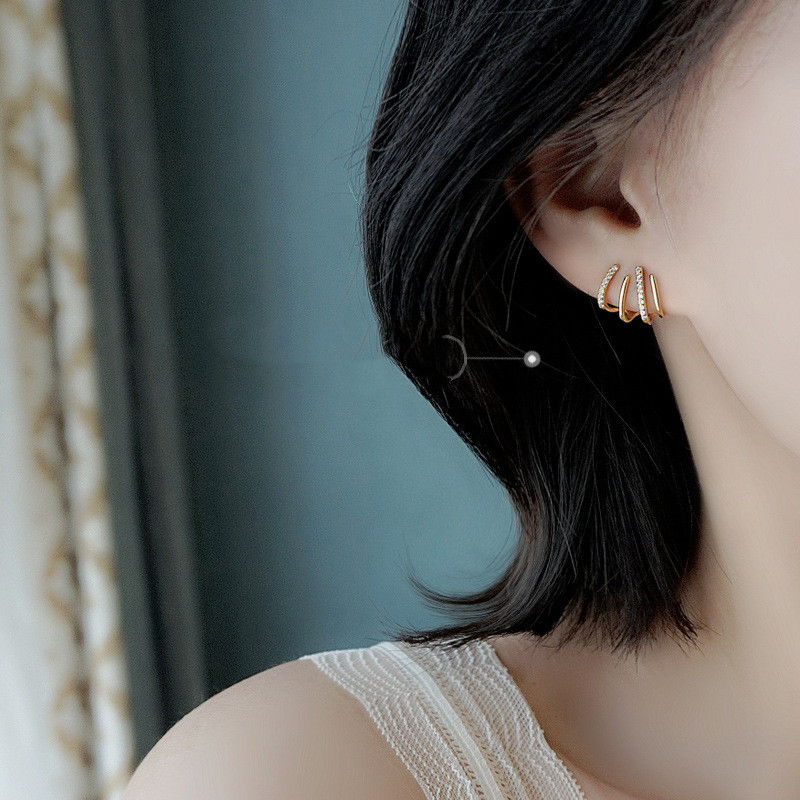 S925 Sterling Silver Earrings Advanced Line Sense