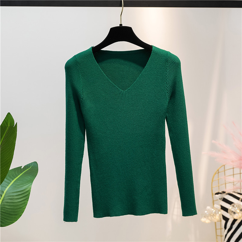 Title 1, Autumn and Winter V-neck Knitted Long-sleeved S...