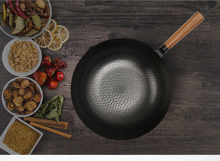 Household Cedar Lid Non-stick Pan Uncoated Wok