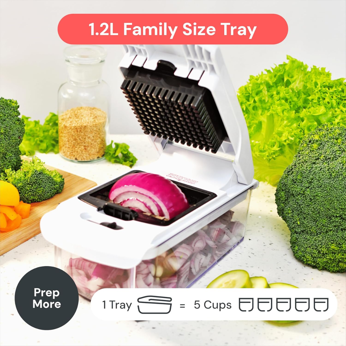 Vegetable Chopper And Spiralizer Food Chopper With Container Fruit Cutter Onion Dicer All In One Prep Tool Kitchen 4