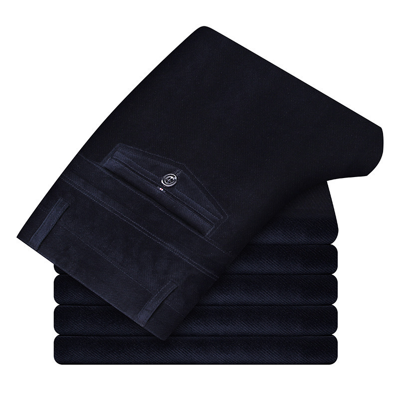 Men's Loose Fitting Casual Corduroy Stretch High Waist Trousers