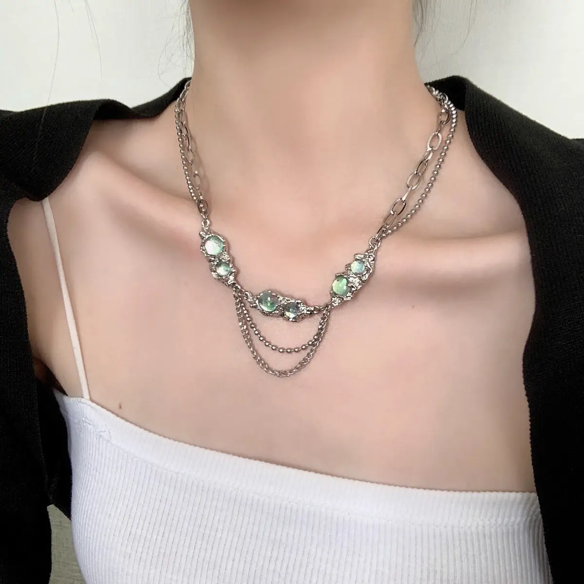 Multilayer Necklace Women's Hip Hop Style Laptop Collar Chain
