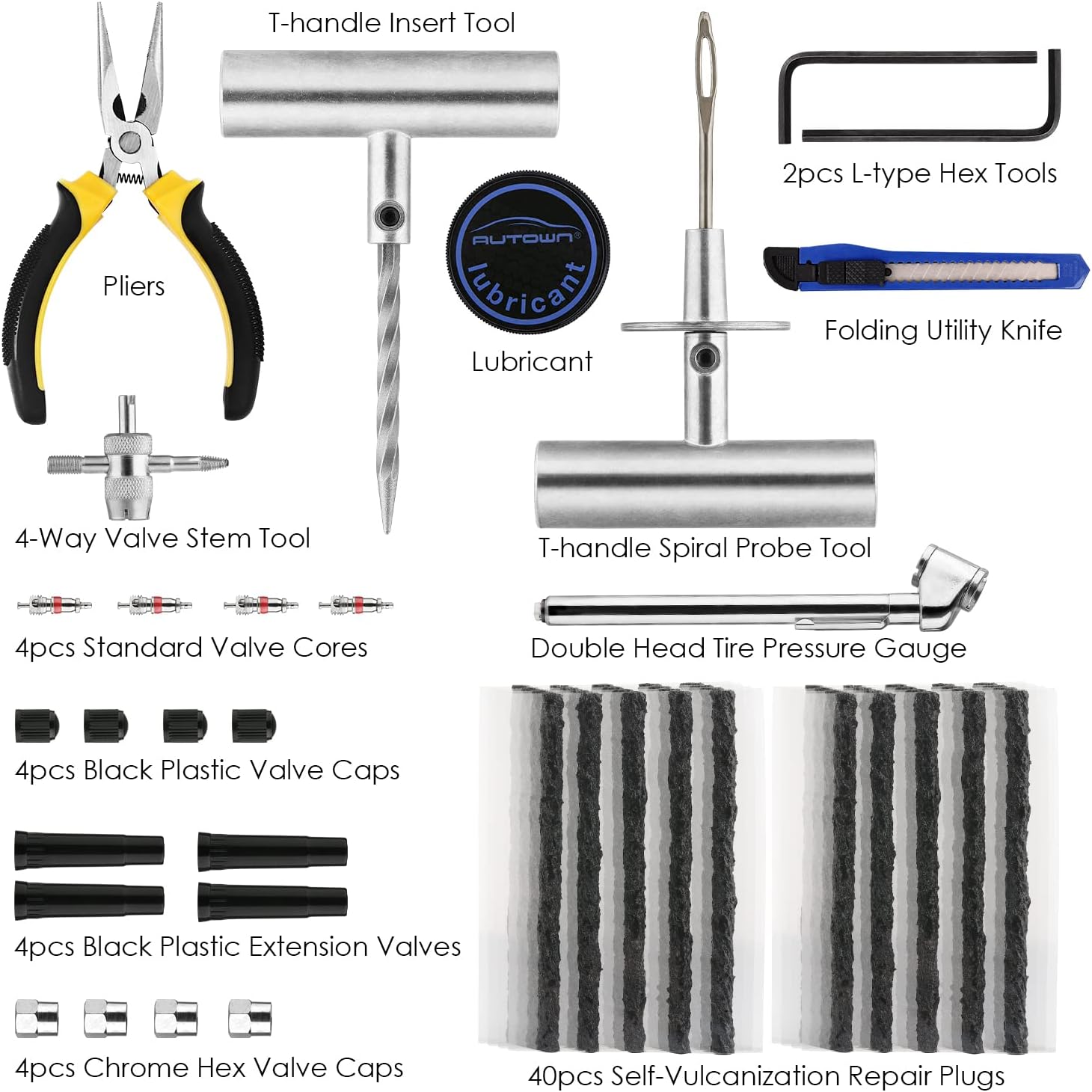 Tire Repair Kit - 68pcs Heavy Duty Tire Plug Kit, Universal