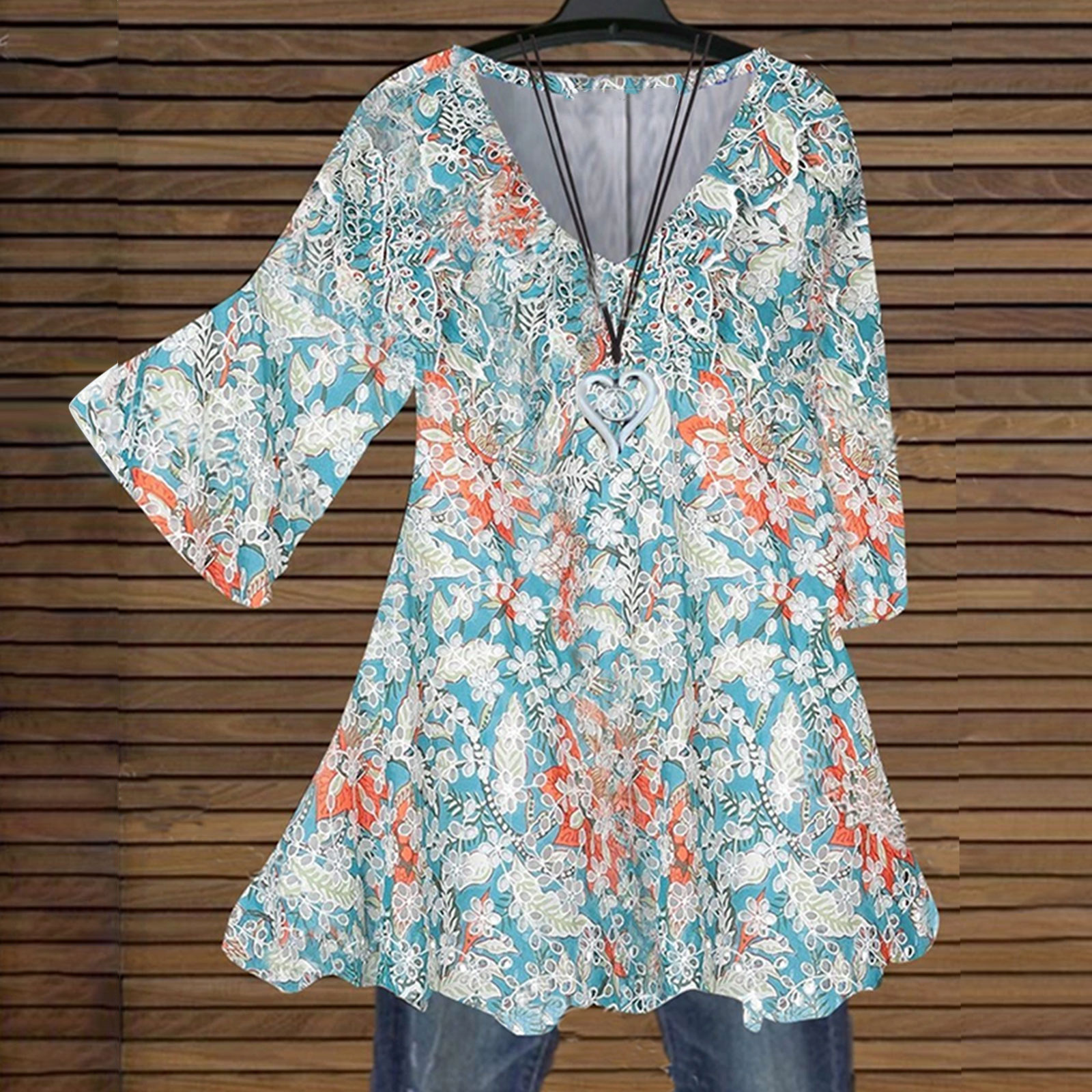 Multicolor Floral Print Cool V-Neck Top