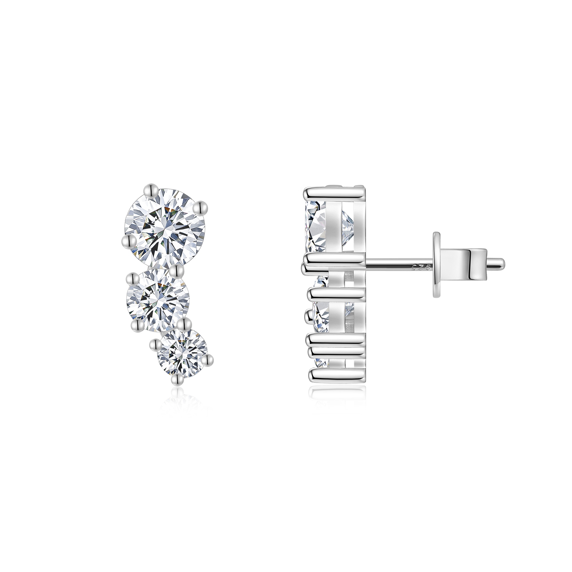 A Luxurious And Fashionable Minimalist Jewelry Earring Set Featuring A 1-carat Top-quality Morganite, Made Of S925 Silver Electroplated With Platinum.