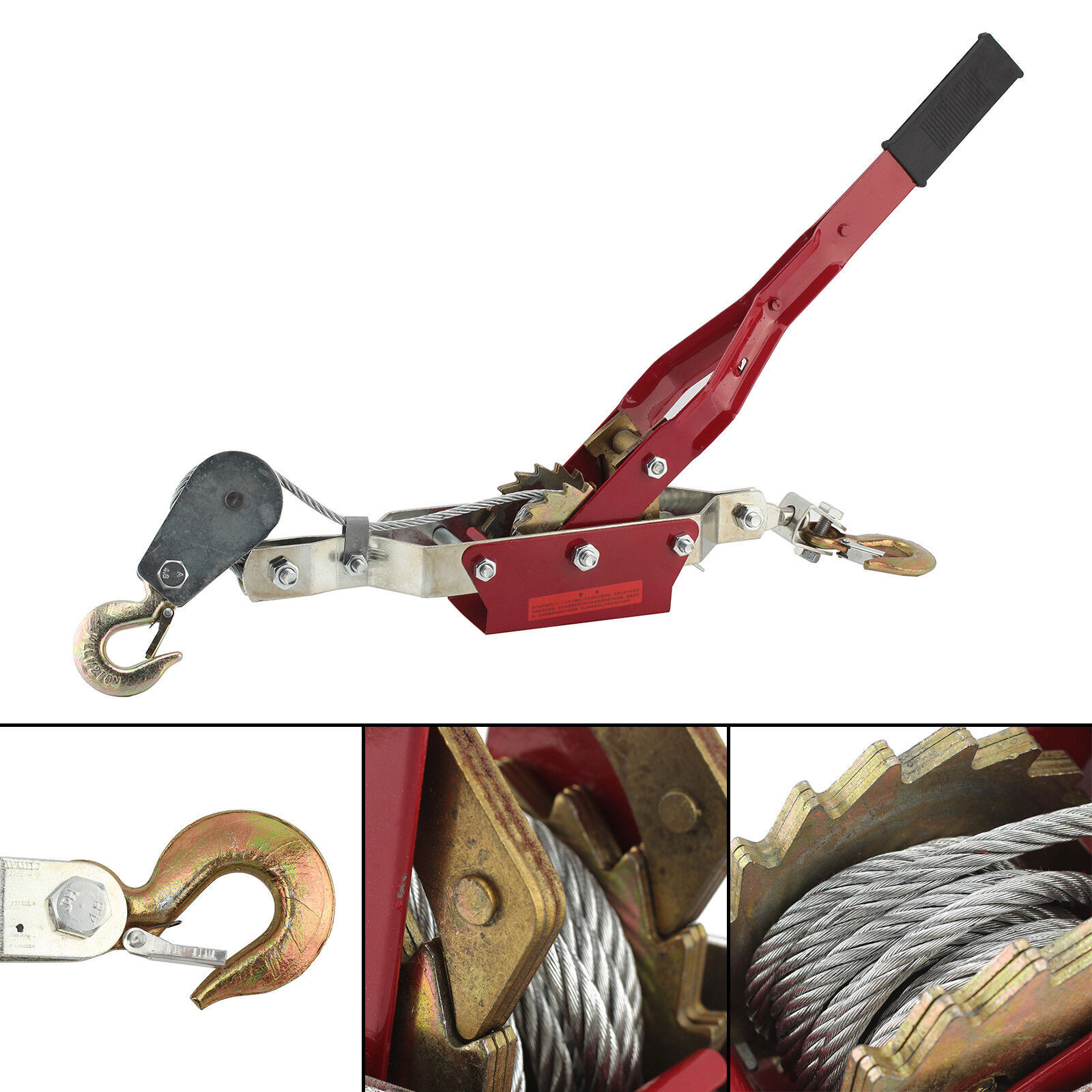 4 Ton Dual Gear Power Puller Heavy Duty 2 Hook Cable Puller Hand Winch Turfer 4