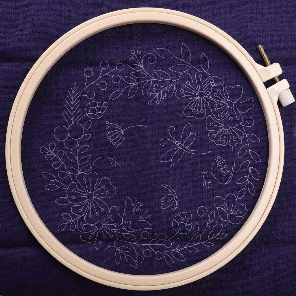Embroidery Beginners DIY Cross Kits Pre-Printed Floral Pattern With Hoop - Cross Stitch