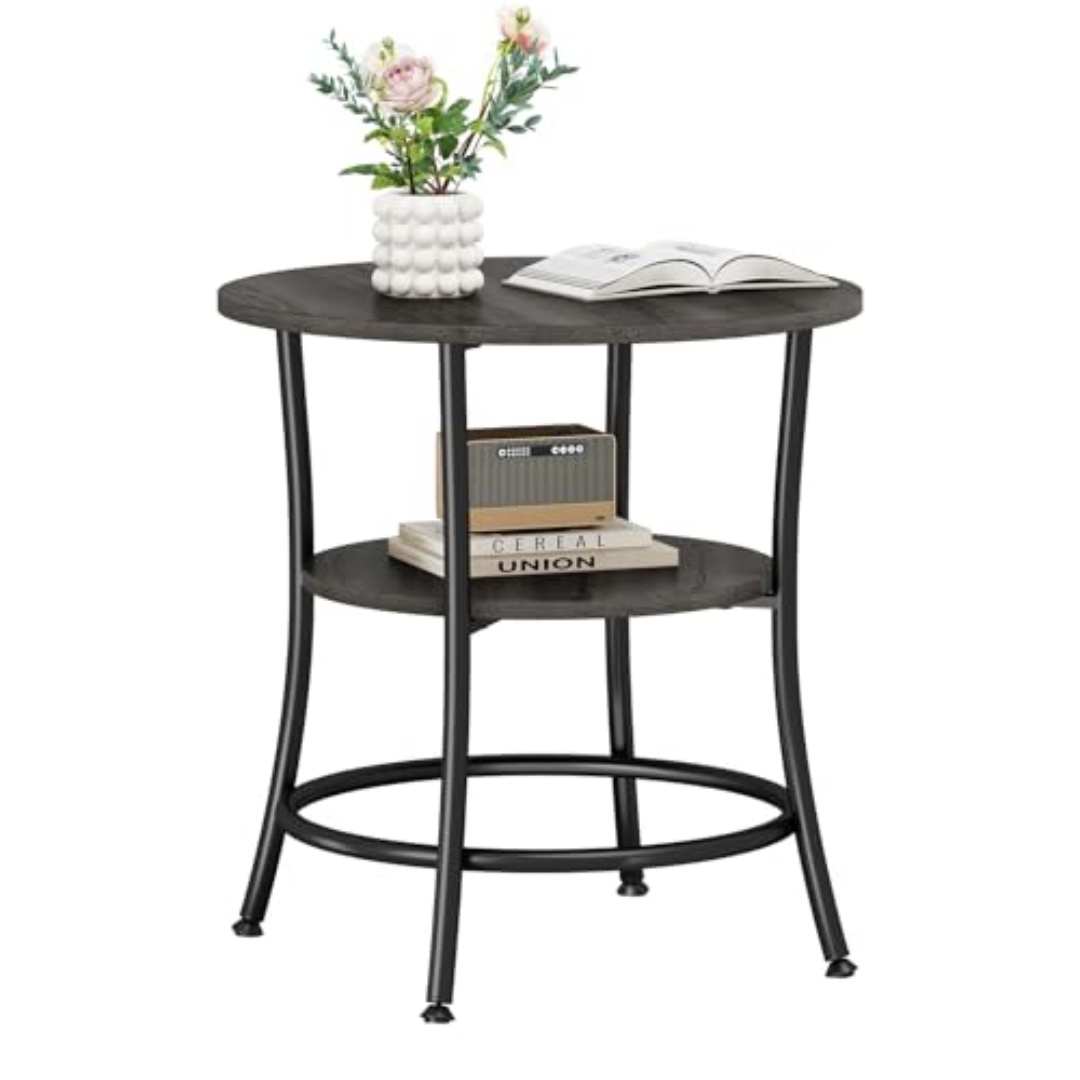 Mesita Redonda de Dos Niveles con Estantes de Almacenaje - imagen 1