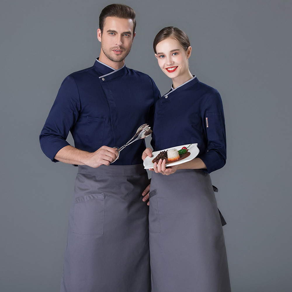 قميص رجالي بأكمام طويلة لتجهيزات الطهاة في الفنادق والمطاعم الغربية