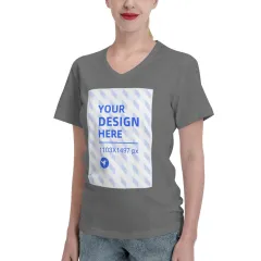 Simple And Practical Women's V-neck Short-sleeved T-shirt - Carbon-2Xl - View 1