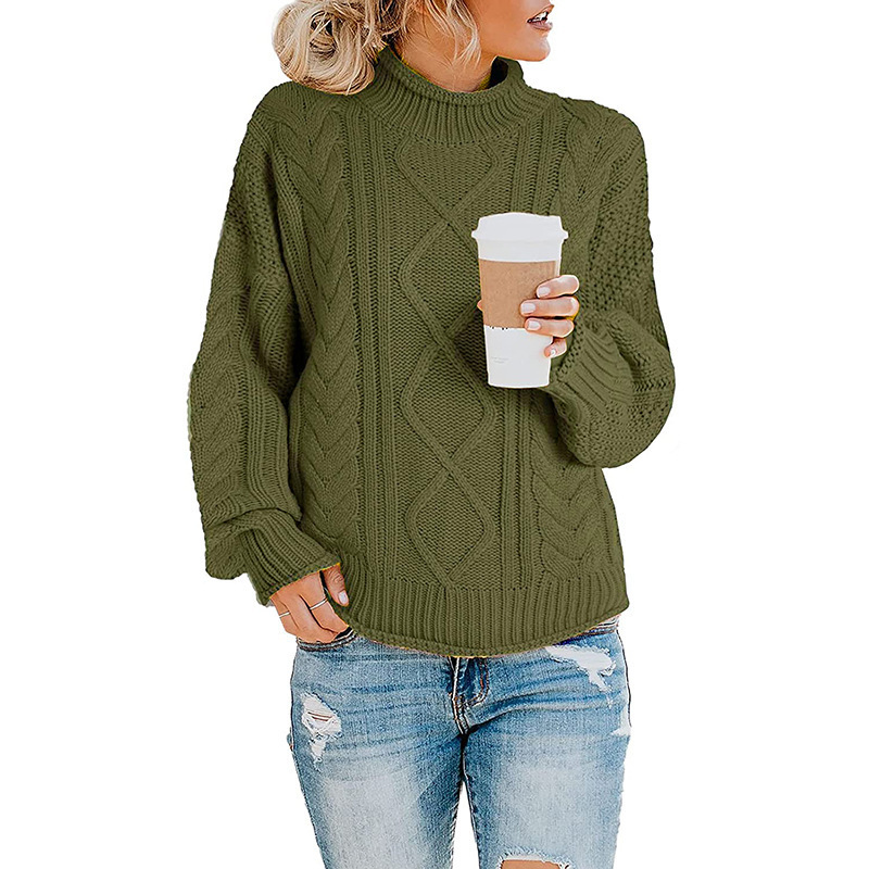 Casual Women's Thick Thread High Neck Pullover Sweater