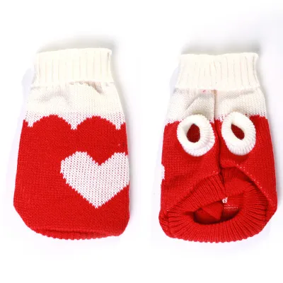 Winter Cartoon Cat And Dog Warm Clothes Jacket Red Hearts - Shop at LoveMi