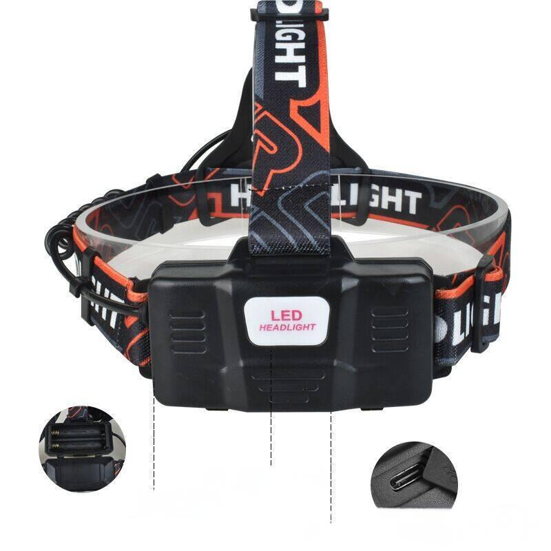 LED Headlamp USB Rechargeable Head Torch Zoom Headlight Lamp Super Bright Flashlight Work Light 3 Modes With 2 Li-ion Batteries