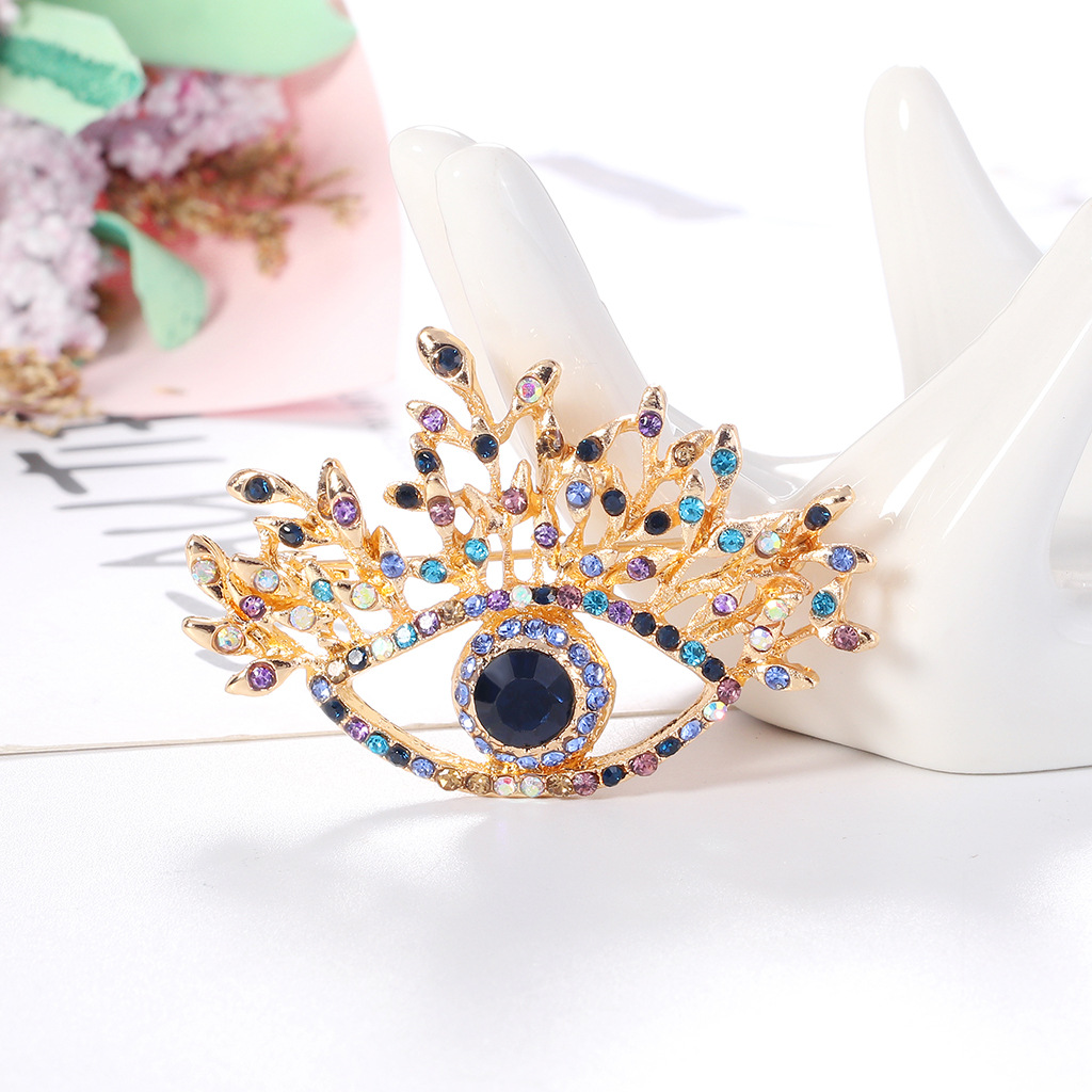 Title 5, Fashion Retro Exaggerated Eyes Diamond Brooch, ...