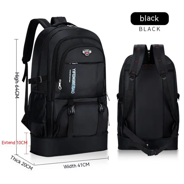 Men's Big Travel Tourist Mountaineering Outdoor Large Capacity Luggage Backpack Black - Shop at LoveMi