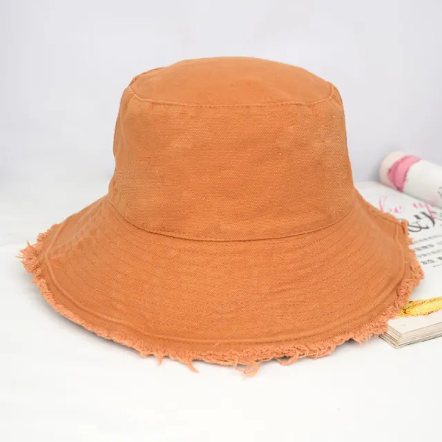 Black Sunshade Versatile Frayed Bucket Hat Caramel - Shop at LoveMi
