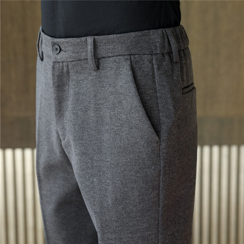 Title 10, Heren casual broek van geborstelde zware wol, c...