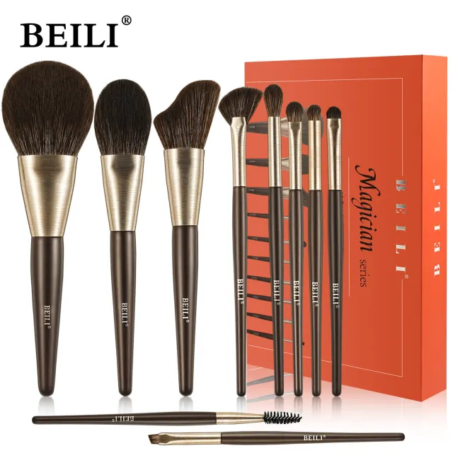 Baili Rose Gold Tube Synthetic Hair Vegan Luxury Makeup Brush Set Contour Blush Brush Set Ma10 - Shop at LoveMi