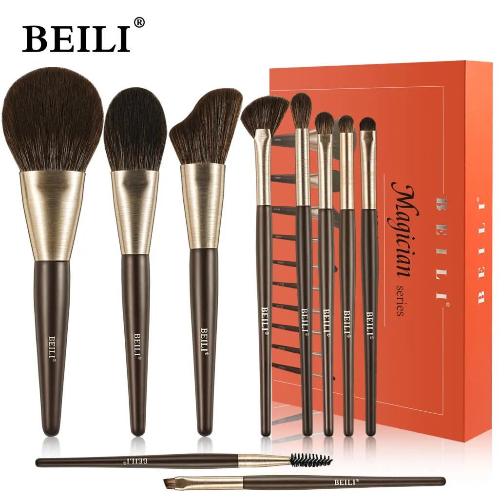 Baili Rose Gold Tube Synthetic Hair Vegan Luxury Makeup Brush Set Contour Blush Brush Set - Ma10