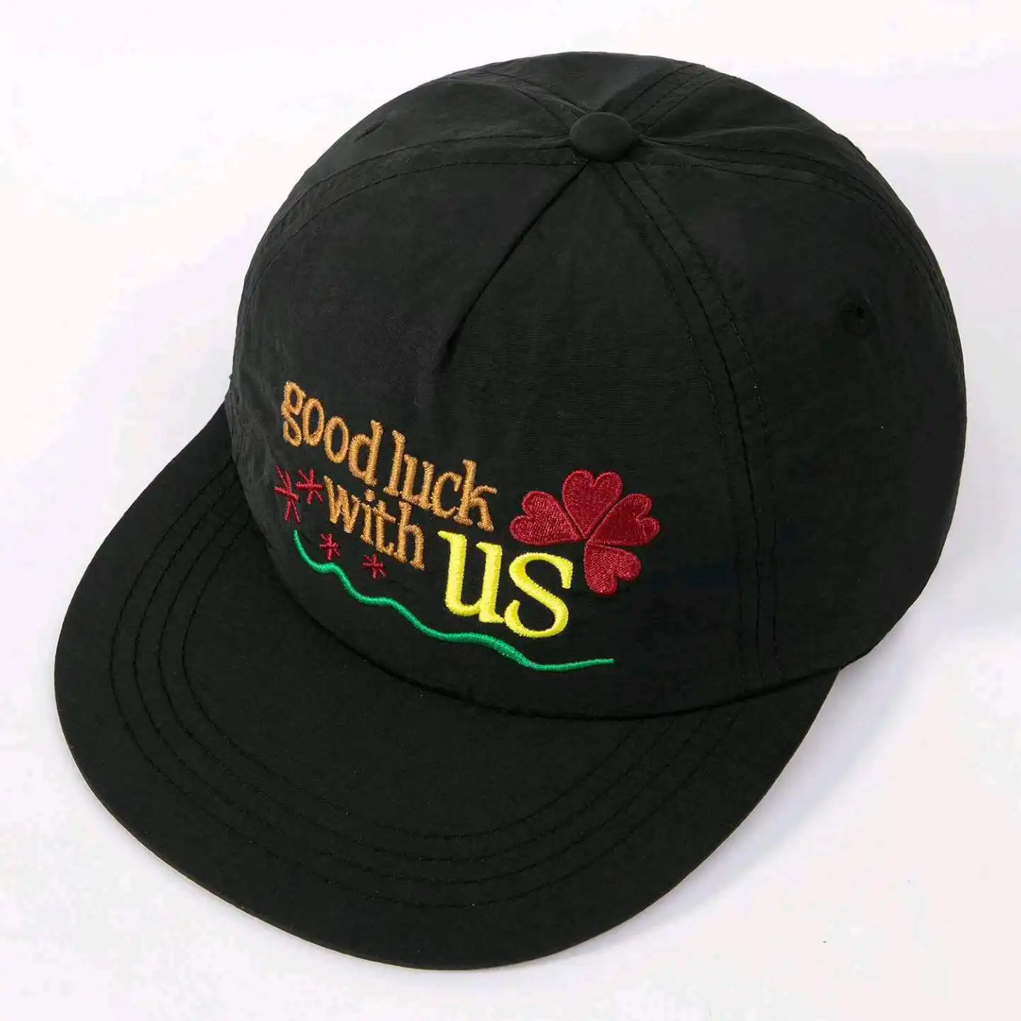 Embroidered Lettered Four-leaf Clover Quick-drying Wide-brimmed Baseball